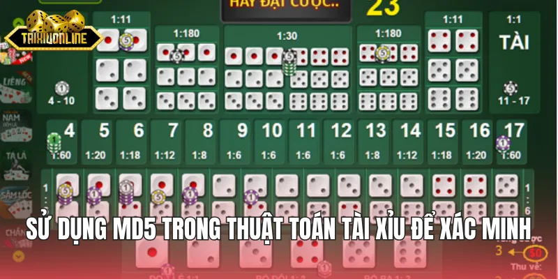 Sử dụng MD5 trong thuật toán tài xỉu để xác minh tính chân thực